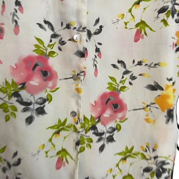 Laura Scott Button Up Blouse Women's 16 Multicolor Floral Print Top Lightweight - Picture 5 of 9